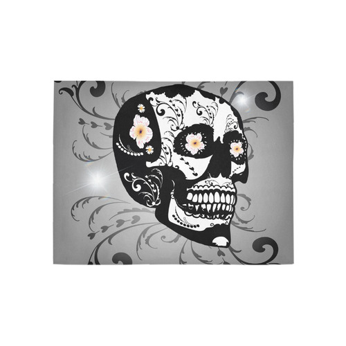 Wonderful sugar skull in black and white Area Rug 5'3''x4'