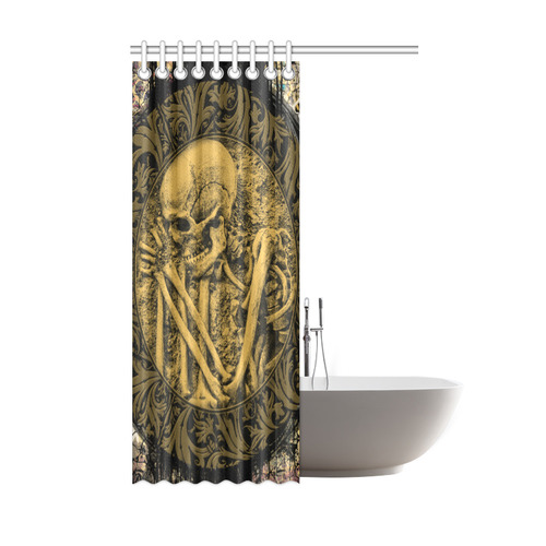 The skeleton in a round button with flowers Shower Curtain 48"x72"