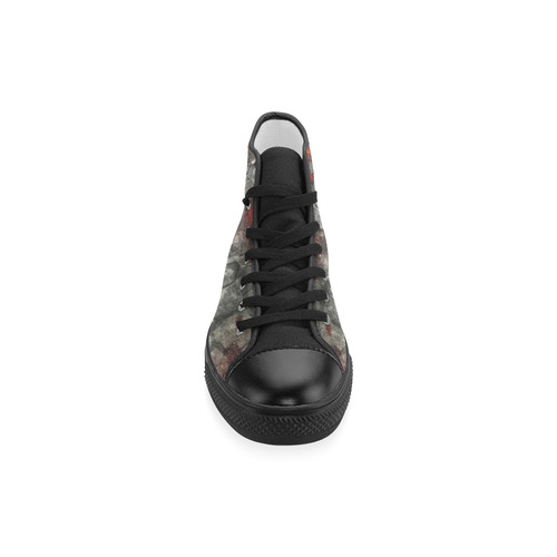 Red fire, black stone fantastic abstract texture Men’s Classic High Top Canvas Shoes (Model 017)