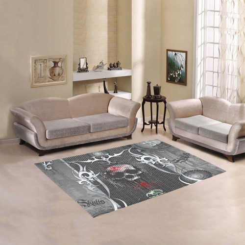 Awesome skull on metal design Area Rug 5'3''x4'