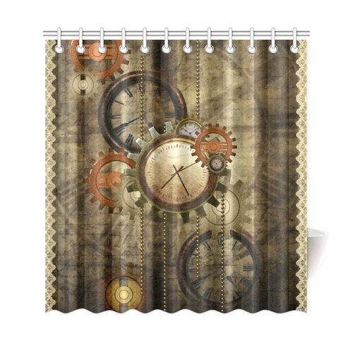 Steampunk, wonderful noble desig, clocks and gears Shower Curtain 69"x72"