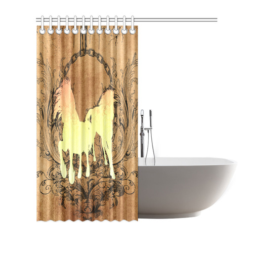 Beautiful horse silhouette in yellow colors Shower Curtain 66"x72"