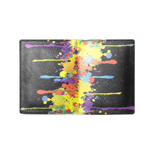 CRAZY multicolored double running SPLASHES Men's Leather Wallet (Model 1612)