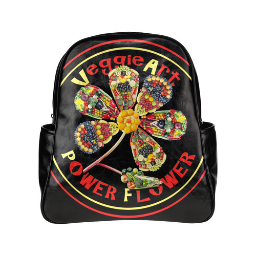 VeggieArt Power Flower Multi-Pockets Backpack (Model 1636)