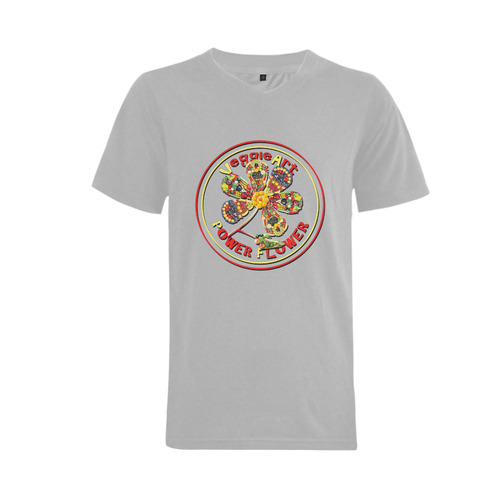 VeggieArt Power Flower Men's V-Neck T-shirt  Big Size(USA Size) (Model T10)