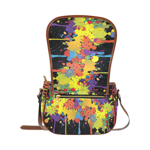 CRAZY multicolored double running SPLASHES Saddle Bag/Small (Model 1649) Full Customization