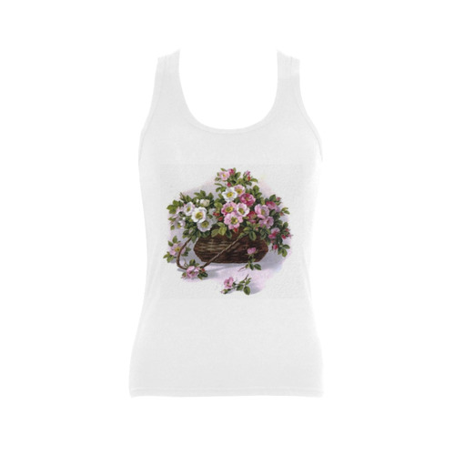 Vintage Wild Roses Basket Women's Shoulder-Free Tank Top (Model T35)