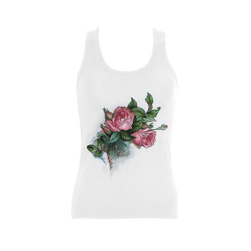 Roses Vintage Floral Women's Shoulder-Free Tank Top (Model T35)