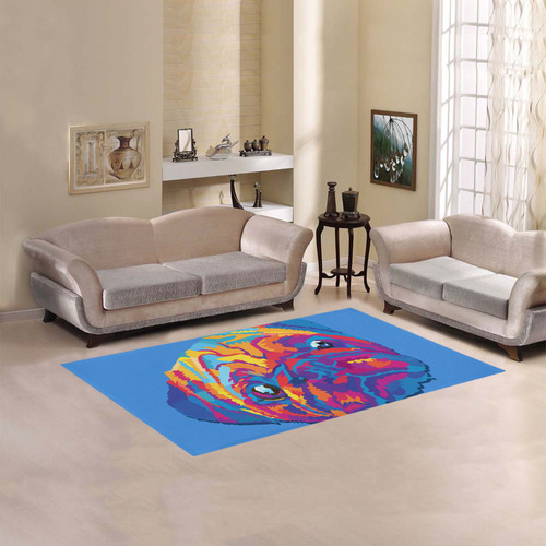 pop art pug Area Rug 5'x3'3''