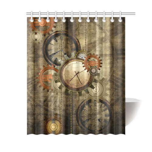 Steampunk, wonderful noble desig, clocks and gears Shower Curtain 60"x72"