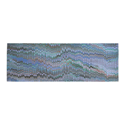 Mirrored Symmetry Turquoise Blues Area Rug 9'6''x3'3''