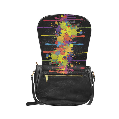 CRAZY multicolored double running SPLASHES Classic Saddle Bag/Small (Model 1648)