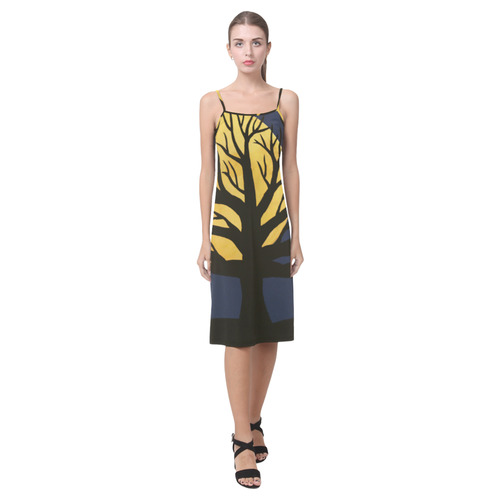 Spooky Tree (Yellow) Alcestis Slip Dress (Model D05)