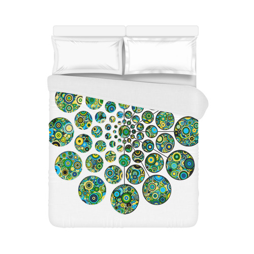 Flower Power CIRCLE Dots in Dots cyan yellow black Duvet Cover 86"x70" ( All-over-print)