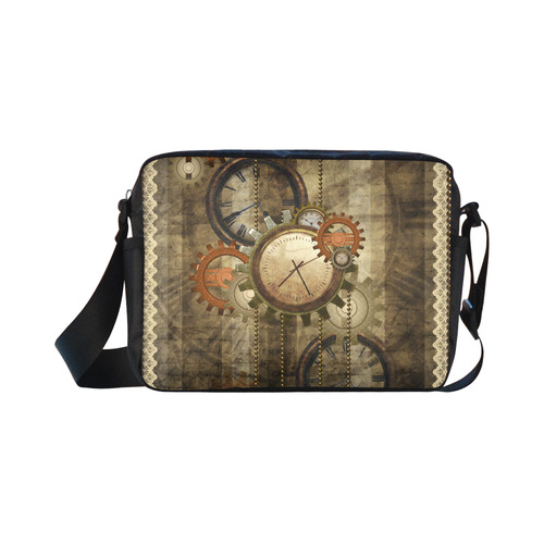 Steampunk, wonderful noble desig, clocks and gears Classic Cross-body Nylon Bags (Model 1632)