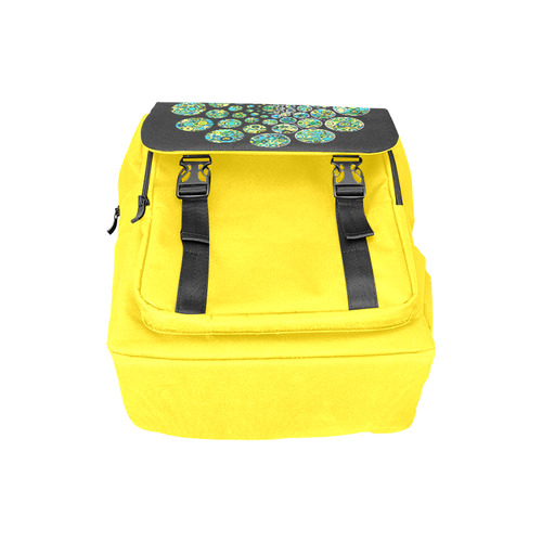 Flower Power CIRCLE Dots in Dots cyan yellow black Casual Shoulders Backpack (Model 1623)
