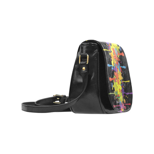 CRAZY multicolored double running SPLASHES Classic Saddle Bag/Small (Model 1648)