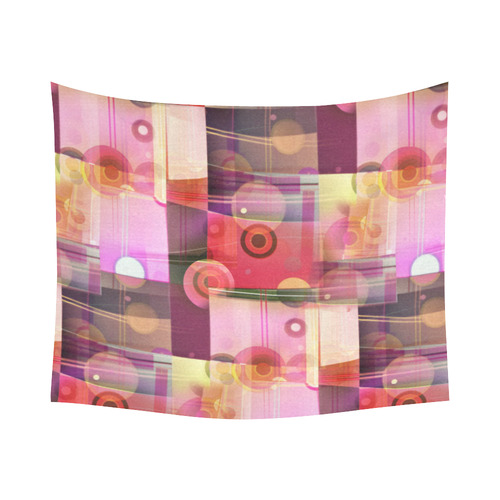 Pink Dreams Of Plaid Cotton Linen Wall Tapestry 60"x 51"