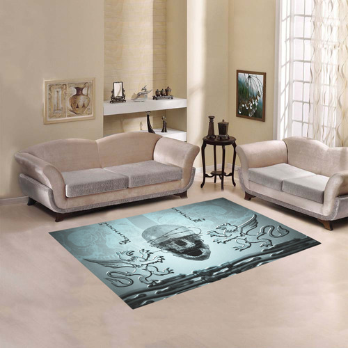 Scary skull with lion Area Rug 5'3''x4'