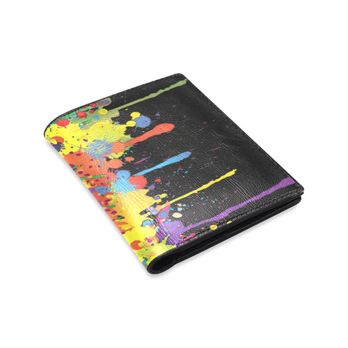 CRAZY multicolored double running SPLASHES Men's Leather Wallet (Model 1612)