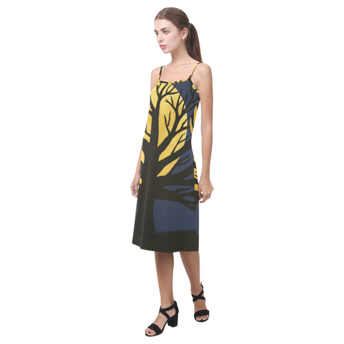 Spooky Tree (Yellow) Alcestis Slip Dress (Model D05)