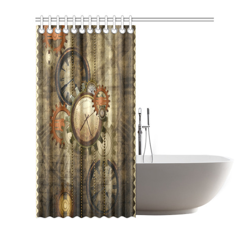 Steampunk, wonderful noble desig, clocks and gears Shower Curtain 66"x72"