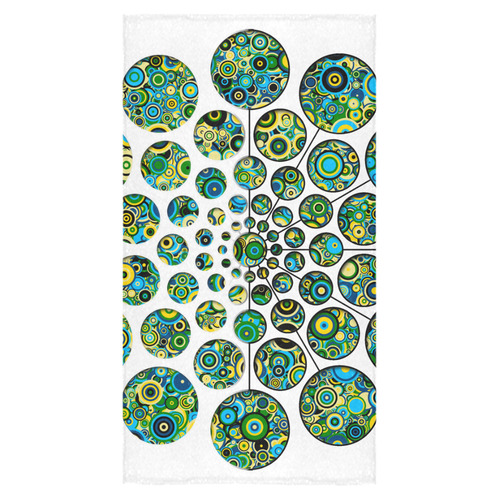 Flower Power CIRCLE Dots in Dots cyan yellow black Bath Towel 30"x56"