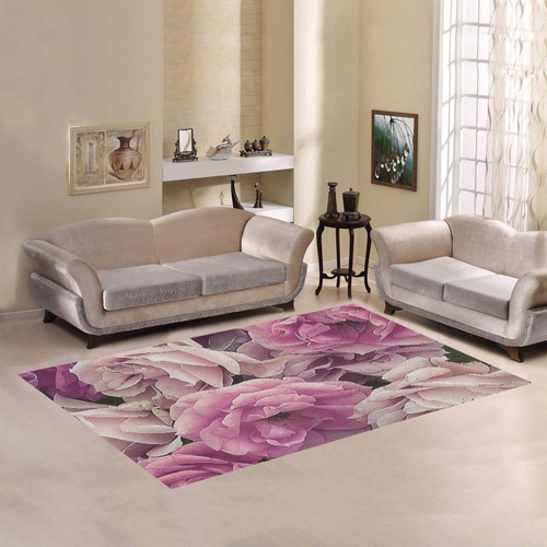 great garden roses pink Area Rug7'x5'