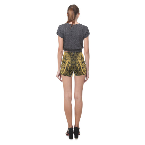 The skeleton in a round button with flowers Briseis Skinny Shorts (Model L04)