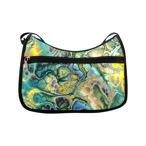 Flower Power Fractal Batik Teal Yellow Blue Salmon Crossbody Bags (Model 1616)