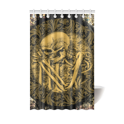The skeleton in a round button with flowers Shower Curtain 48"x72"