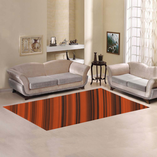 Orange Black Diagonal Stripes Area Rug 7'x3'3''