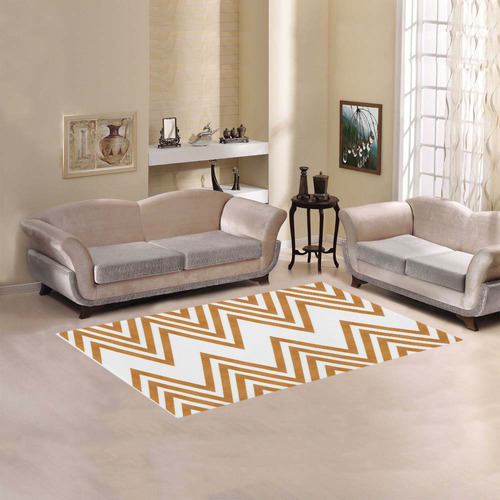 Wood White Chevron Area Rug 5'x3'3''