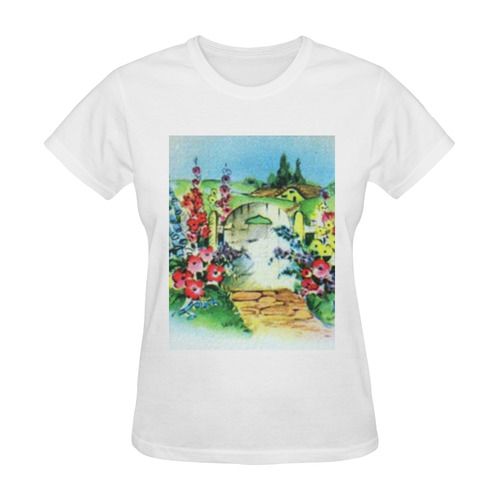 Vintage Country Flower Garden Gate Sunny Women's T-shirt (Model T05)