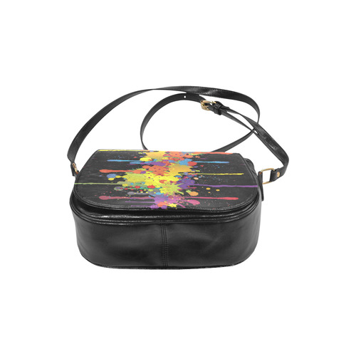 CRAZY multicolored double running SPLASHES Classic Saddle Bag/Small (Model 1648)