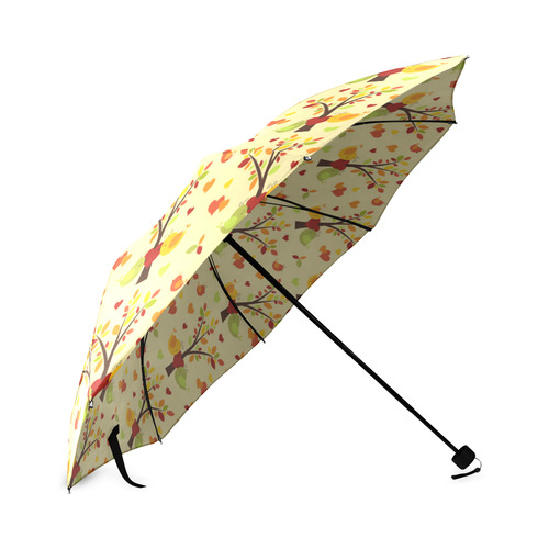 Autumn LOVE Pattern with TREEs, BIRDs and HEARTS Foldable Umbrella (Model U01)