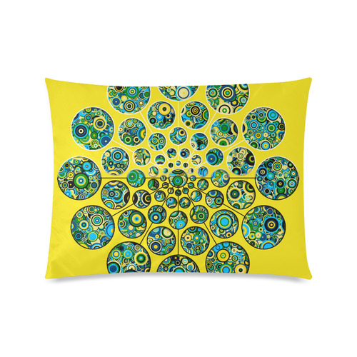 Flower Power CIRCLE Dots in Dots cyan yellow black Custom Zippered Pillow Case 20"x26"(Twin Sides)