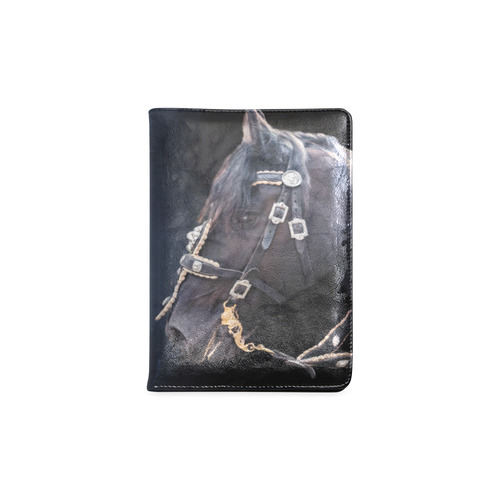 A beautiful painting black friesian horse portrait Custom NoteBook A5