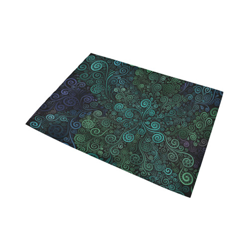 Turquoise 3D Rose Area Rug7'x5'