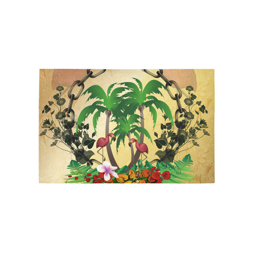 Tropical design, flamingos and palm trees Area Rug 5'x3'3''