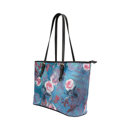 flowers 4 Leather Tote Bag/Large (Model 1651)