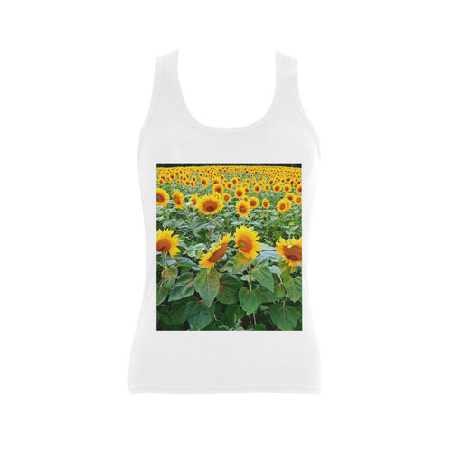 Sunflower Field Women's Shoulder-Free Tank Top (Model T35)