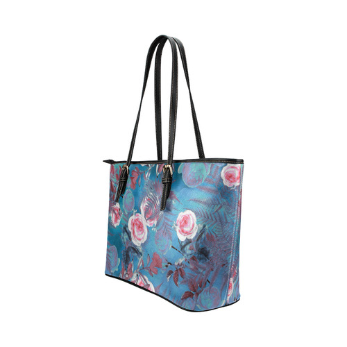 flowers 4 Leather Tote Bag/Large (Model 1651)