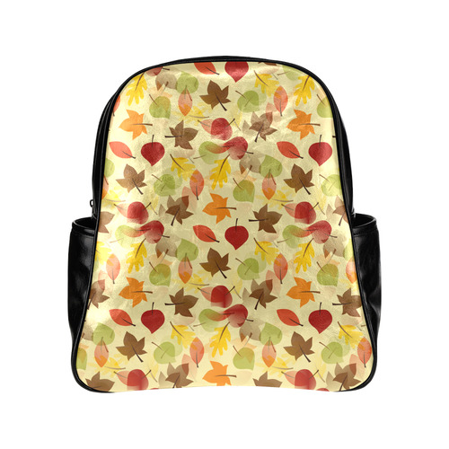 Autumn flat LEAVES Pattern Multi-Pockets Backpack (Model 1636)