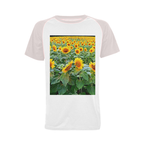 Sunflower Field Men's Raglan T-shirt Big Size (USA Size) (Model T11)