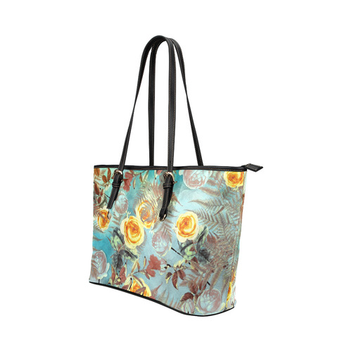 flowers 3 Leather Tote Bag/Large (Model 1651)