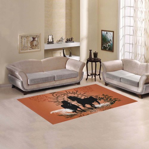 Black horses silhouette Area Rug 5'x3'3''