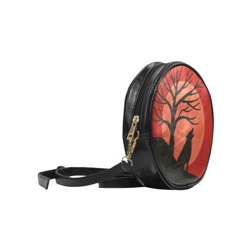 Spooky Wolf Tree Round Sling Bag (Model 1647)