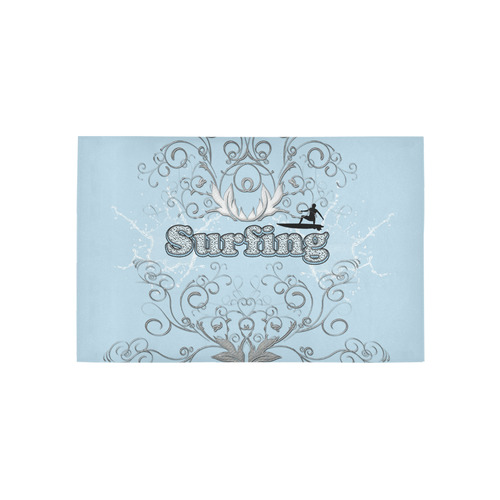 Surfboarder with decorative floral elements Area Rug 5'x3'3''