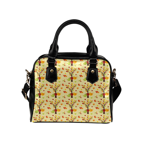 Autumn LOVE Pattern with TREEs, BIRDs and HEARTS Shoulder Handbag (Model 1634)